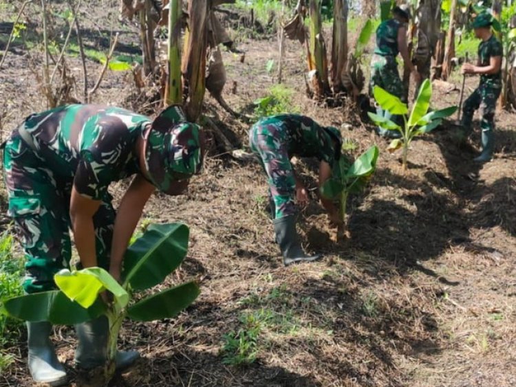 Wujudkan Ketahanan Pangan, Satgas Yonif 143/TWEJ Buka Kebun Bersama di Papua
