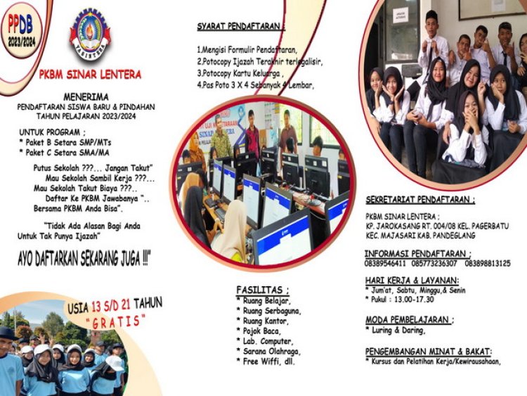 Terima Siswa Baru, PKBM Sinar Lentera Geratiskan Biaya