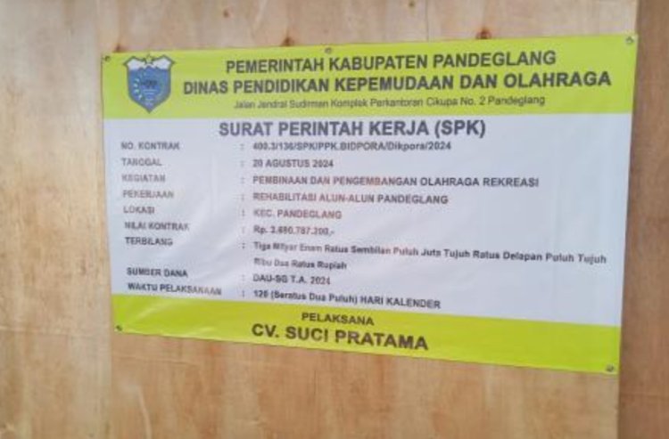 Diduga SBU tidak sesuai, JAM-P Banten Pertanyakan Kopetensi CV. Suci Pratama dalam Pekerjaan Rehab Alun-alun Pandeglang