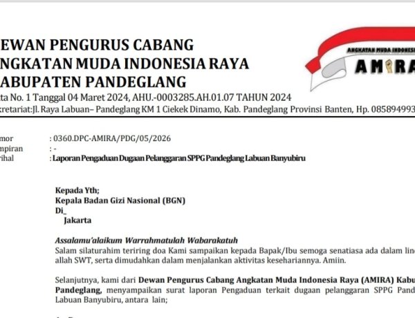Diduga Langgar SOP BGN, DPC AMIRA Minta BGN, Satgas MBG, Dinkes dan PUPR Pandeglang Evaluasi Operasional SPPG Banyubiru Labuan, Korwil Diminta Tidak Tebang Pilih