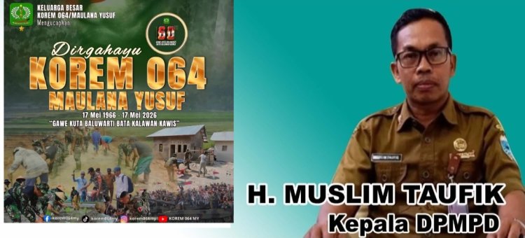 DPMPD Pandeglang Sampaikan Dirgahayu Korem 064 Maulana Yusuf Ke-60 Tahun 2026