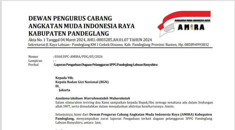 Diduga Langgar SOP BGN, DPC AMIRA Minta BGN, Satgas MBG, Dinkes dan PUPR Pandeglang Evaluasi Operasional SPPG Banyubiru Labuan, Korwil Diminta Tidak Tebang Pilih