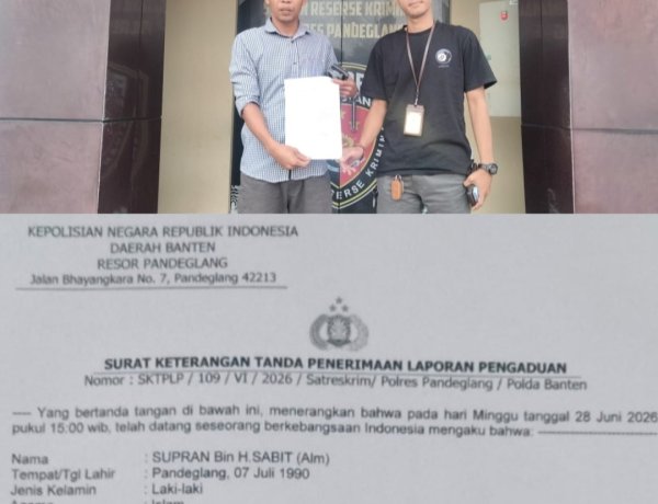 Merasa Dicemarkan Nama Baik, Advokat Moh. Supran, SH, Laporkan Akun FB Maya Septiani Ke Polres Pandeglang