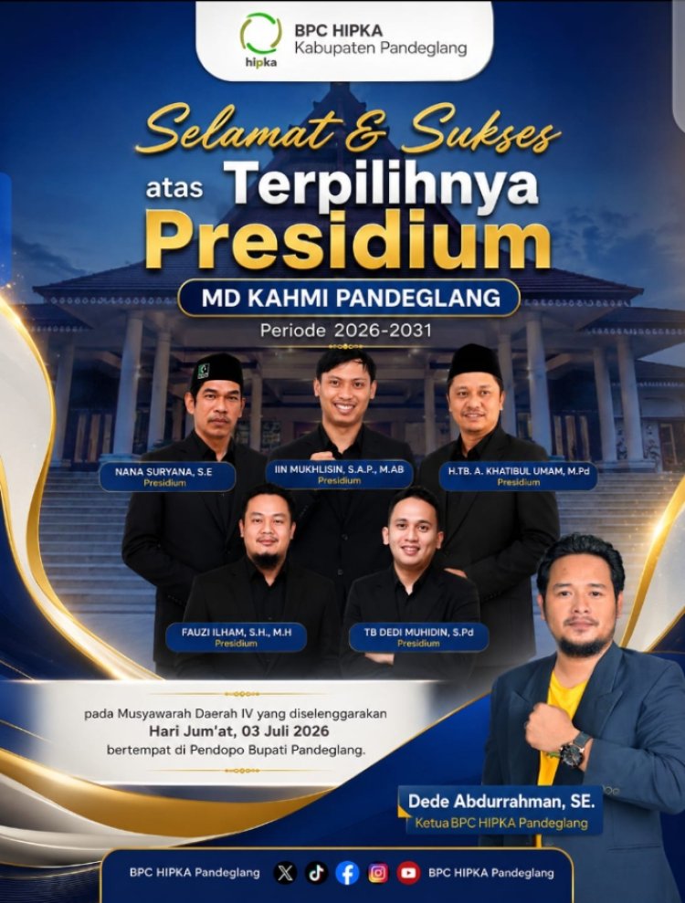 Dede Abdurahman Ketua BPC HIPKA Pandeglang Ucapkan Selamat,  Lima Presidium MD KAHMI Terpilih Pada Musda IV