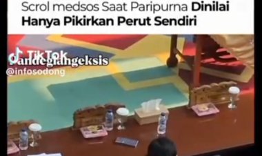AKSI ANGGOTA DPRD PANDEGLANG MIFTAHUL FARID ASYIK SCROLL GADGET SAAT PARIPURNA MENUAI KRITIK PEDAS AKTIVIS GANJA